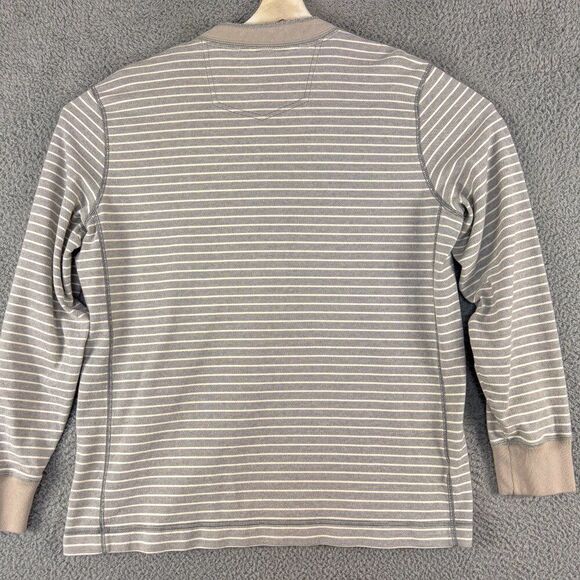 Eddie Bauer Shirt Mens XL Gray Stripe Henley Thermal Outdoor Hiking Camping Hunt - Picture 7 of 12